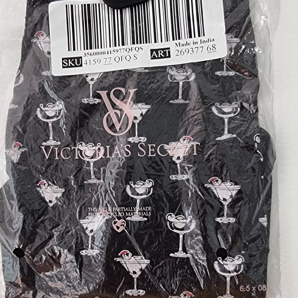 Victoria's Secret NWT black with cocktail glasses underwear